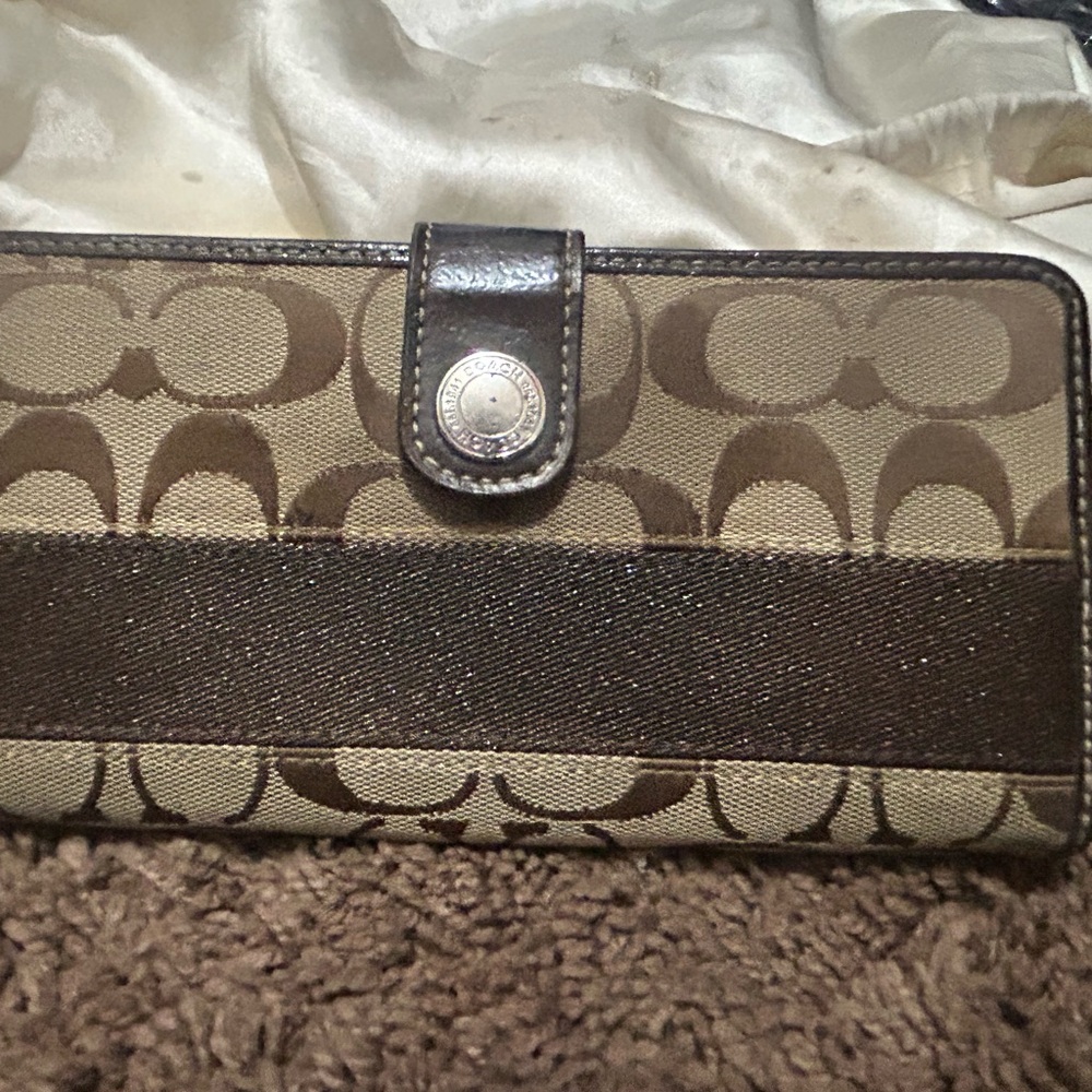 Coach Signature Brown and Tan Wallet